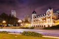 Night view of Spain Square. Madrid Royalty Free Stock Photo
