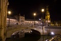 Night view of Spain Square in Sewilla. Royalty Free Stock Photo