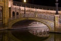 Night view of Spain Square in Sewilla. Royalty Free Stock Photo