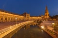 night view of the Spanish square and the historic buildings of Seville Royalty Free Stock Photo