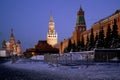 Night view of Spasskaya Tower, Lenins Mausoleum and Saint Basil\'s Cathedral Royalty Free Stock Photo