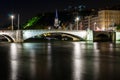 Night view from St Georges footbridge in Lyon city Royalty Free Stock Photo