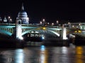 Night view St Paul's Cathedral and Southwark Br. Royalty Free Stock Photo