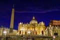 Night view of St. Peter`s Basilica in Vatican City Royalty Free Stock Photo