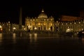 Rome, Italy - May 31, 2018: Night view on the St. Peter`s Square and the St. Peter`s Basilica and the obelisk Royalty Free Stock Photo