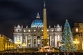 view of Basilica di San Pietro, night,Vatican City in Rome, Italy Royalty Free Stock Photo