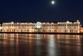 Night View of St. Petersburg. Winter Palace from Neva River Royalty Free Stock Photo