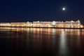 Night View of St. Petersburg. Winter Palace from Neva River Royalty Free Stock Photo