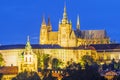 Night view of the St. Vitus Cathedral in Prague.Czech Republic
