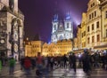 Prague. Night view of the Staromestske Square