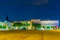 Night view of statue of Louis XIV on Place Bellecour in Lyon, France