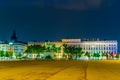 Night view of statue of Louis XIV on Place Bellecour in Lyon, France Royalty Free Stock Photo