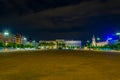 Night view of statue of Louis XIV on Place Bellecour in Lyon, France Royalty Free Stock Photo