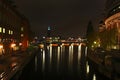 Night view of the Stockholm City Hall, Sweden Royalty Free Stock Photo