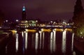 Night view of the Stockholm City Hall, Sweden Royalty Free Stock Photo