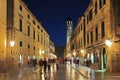 Night view at Stradun street in Dubrovnik town, Croatia