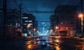 Night view of the street in the center of the city Royalty Free Stock Photo