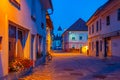 Night view of a street in the historical center of Kranj, Sloven