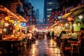 Night view of a street in Ho Chi Minh city, Vietnam, AI Generated Royalty Free Stock Photo