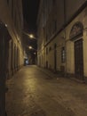 Night view of a street in the old town of Budapest, Hungary Royalty Free Stock Photo