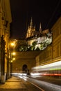 Night view on the street of Prague