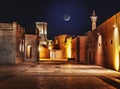 Night view of the streets of the old Arab city Dubai Royalty Free Stock Photo