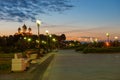 Night view of Strelka Park and the confluence of the Volga in Yaroslavl