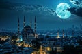 Night view of Suleymaniye Mosque, Istanbul, Turkey Royalty Free Stock Photo