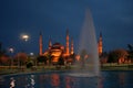 Night view of Sultanahmet (Blue) Mosque (Istanbul) Royalty Free Stock Photo