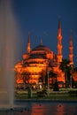 Night view of Sultanahmet (Blue) Mosque (Istanbul) Royalty Free Stock Photo