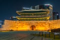 Night view of Sungnyemun Gate in Seoul, Republic of Korea