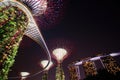 Night view of The Supertree Grove at Gardens by the Bay