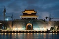 Night view of Suzhou ancient city wall Royalty Free Stock Photo