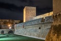 Night view of Swabian castle or Castello Svevo in Bari, Italy Royalty Free Stock Photo