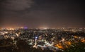 Night view from Swayambunath hill on Kathmandu-city.