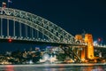 Night view of Sydney Bridge Royalty Free Stock Photo
