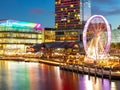 night view of Sydney City Skyline of Darling Harbour Australia bright neon lights Royalty Free Stock Photo