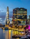 night view of Sydney City Skyline of Darling Harbour Australia bright neon lights Royalty Free Stock Photo