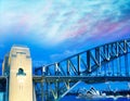 Night view of Sydney Harbor Bridge from Luna Park Ferris Wheel a Royalty Free Stock Photo