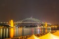 Night view of Iconic Sydney Harbor Bridge Sydney Sydney New South Wales Australia. Royalty Free Stock Photo