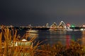 Night view of Sydney Opera House and harbour, Sydney, Australia. Royalty Free Stock Photo