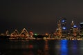 Night view of Sydney Opera House and harbour, Sydney, Australia Royalty Free Stock Photo