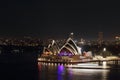 Night view of Sydney Opera House, a multi-venue performing arts centre that was built in 1973