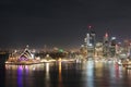 Night view of Sydney Opera House, a multi-venue performing arts centre that was built in 1973