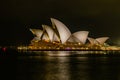 Night view of Sydney Opera House Sydney New South Wales Australia. Royalty Free Stock Photo