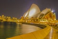 Night view of Sydney Skyline and Opera House. Royalty Free Stock Photo