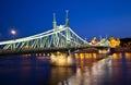 Night view of Szabadsag hid, Budapest Royalty Free Stock Photo