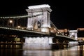 Night view of the Szechenyi Chain Bridge in Budapest, Hungary Royalty Free Stock Photo