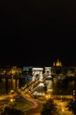 Night view of the Szechenyi Chain Bridge over the River Danube in Budapest, Hungary Royalty Free Stock Photo