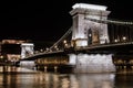 Night view of the Szechenyi Chain Bridge in Budapest, Hungary Royalty Free Stock Photo